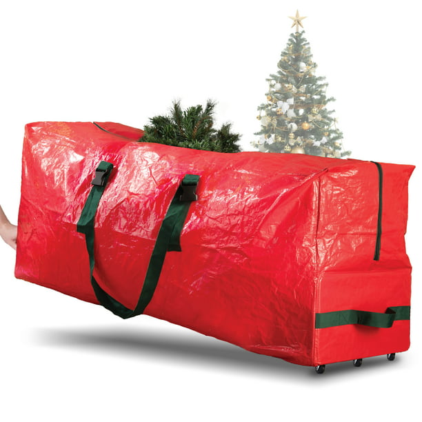Large Rolling Duffle Christmas Tree Bag Durable Holiday Decor Storage Hold 9 Ft 
